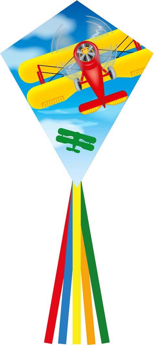 Kindervlieger HQ Eddy 70 Classic Biplane 102125 Blauw 58 x 70 cm + 250 cm staart