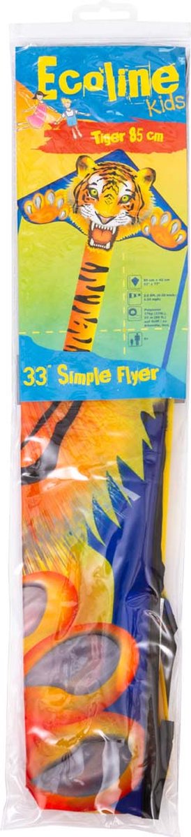 Kindervlieger HQ Simple Flyer 85 Tiger 102133 Oranje 85 x 42 cm + 150 cm vlieger staart