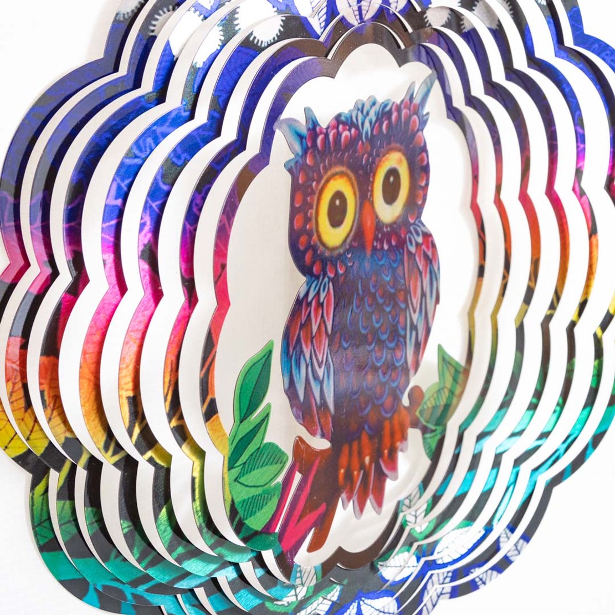 Windvanger HQ Metal Hanging Wind Spinner 3D Flashy Owl 110266 Multikleur 30 x 38 cm