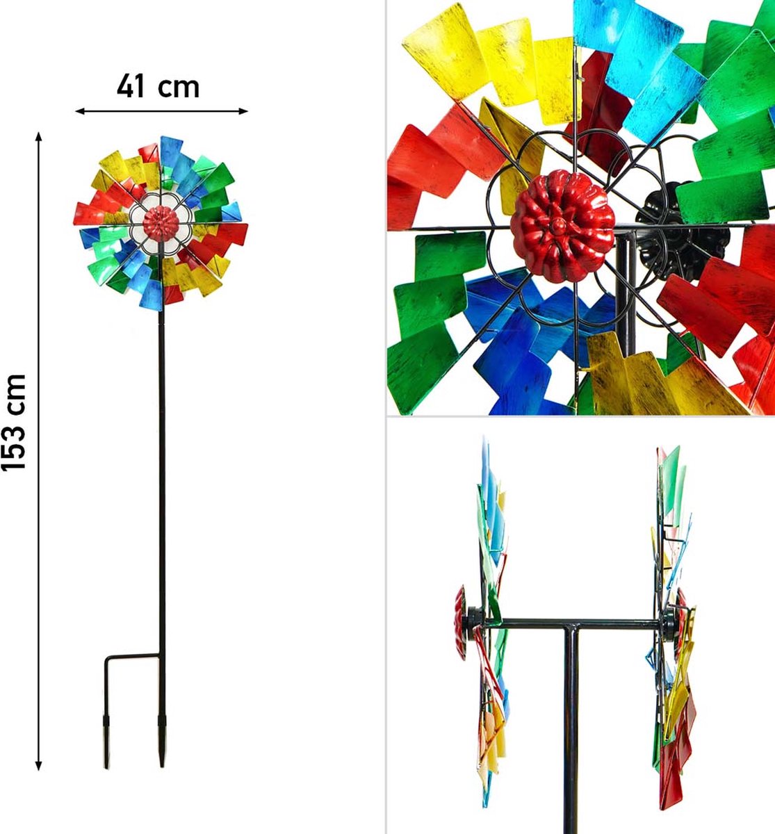Windvanger HQ Metal Wind Spinner: Kinetic Rotator Duett 110230 Regenboog 41 x 153 cm