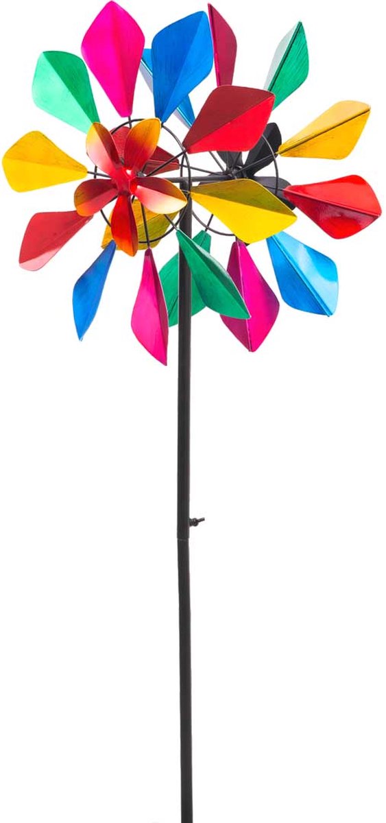 Windvanger HQ Metal Wind Spinner: Multi-colored Flower Duett 110225 Rood 36 x 122 cm