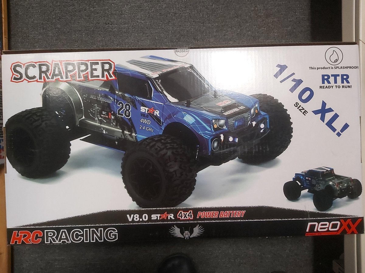 HRC15011BL2 1/10 XL Elektrisch - 4WD Monster Truck - RTR - HRC NEOXX - Brushless - Scrapper Blauw/ZWART