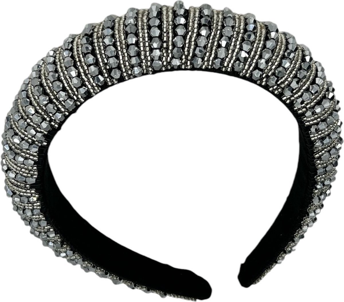 Diadeem - haarband - haaraccessoire - kinderen - volwassenen - kerst - feestdagen - kralen - glitters - glimmend - zilver/grijs