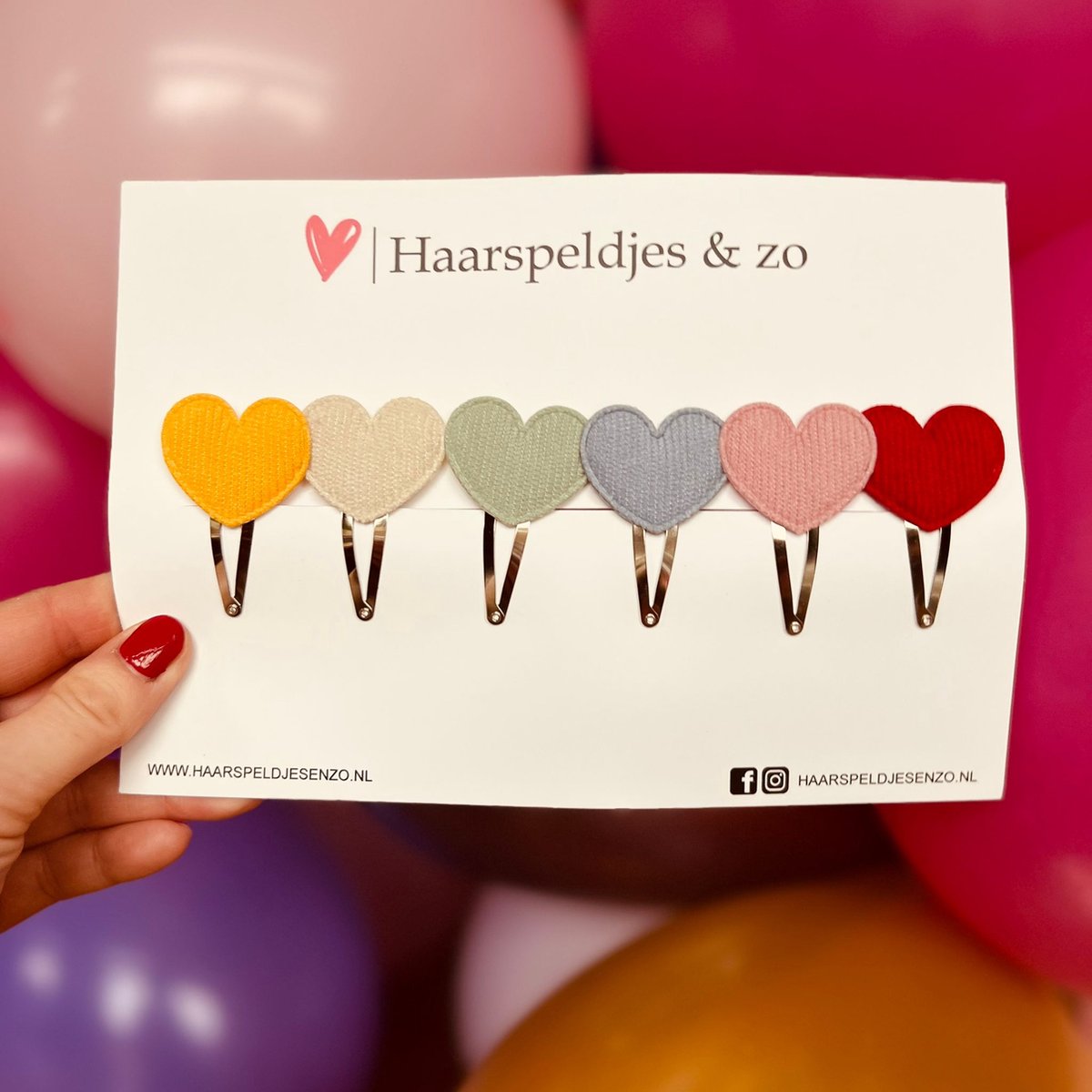 Haarspeldje rib setje 5 - rib - hartjes — 5 cm speldjes