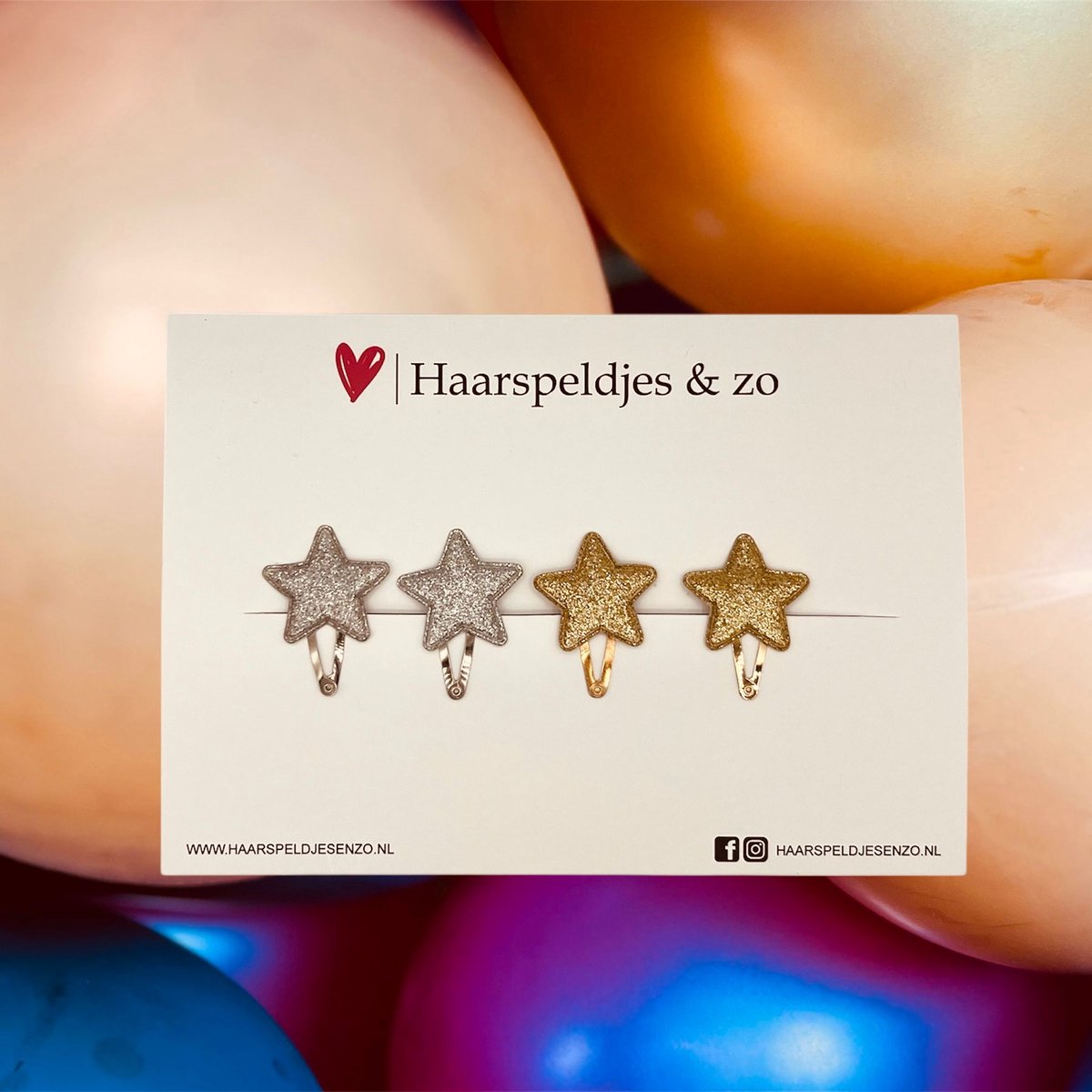 Haarspeldje stars - sterren - glamour - kerst - decembercollectie - najaar - 3 cm speldjes - glitter - goud en zilver