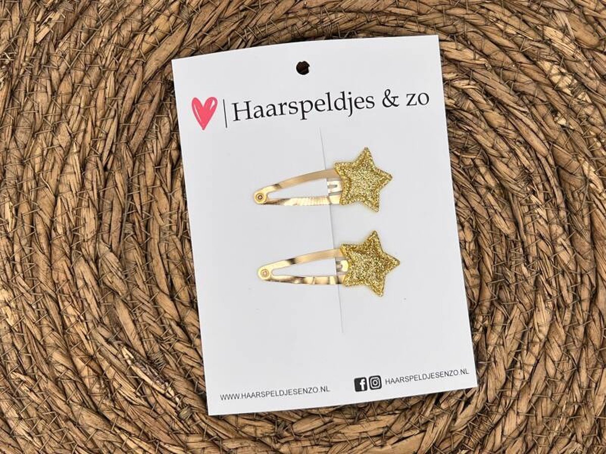 Haarspeldje ‘Stars’ - ster - sterretje - glitters - goud - kerst – feestdagen — 3 cm speldjes