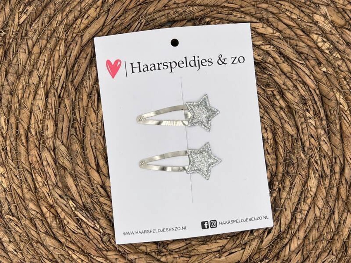 Haarspeldje ‘Stars’ - ster - sterretje - glitters - zilver - kerst – feestdagen — 4 cm speldjes