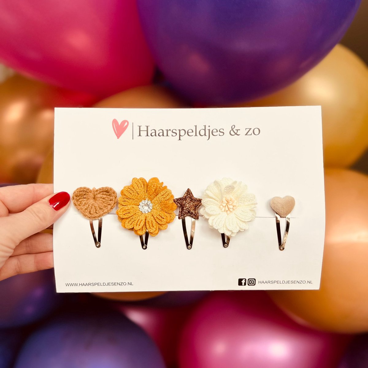 Try-out mix - mix van verschillende speldjes - bloemetjes - 4 cm speldjes - kerst - feestdagen - glitters - glimmend - khaki/bruin