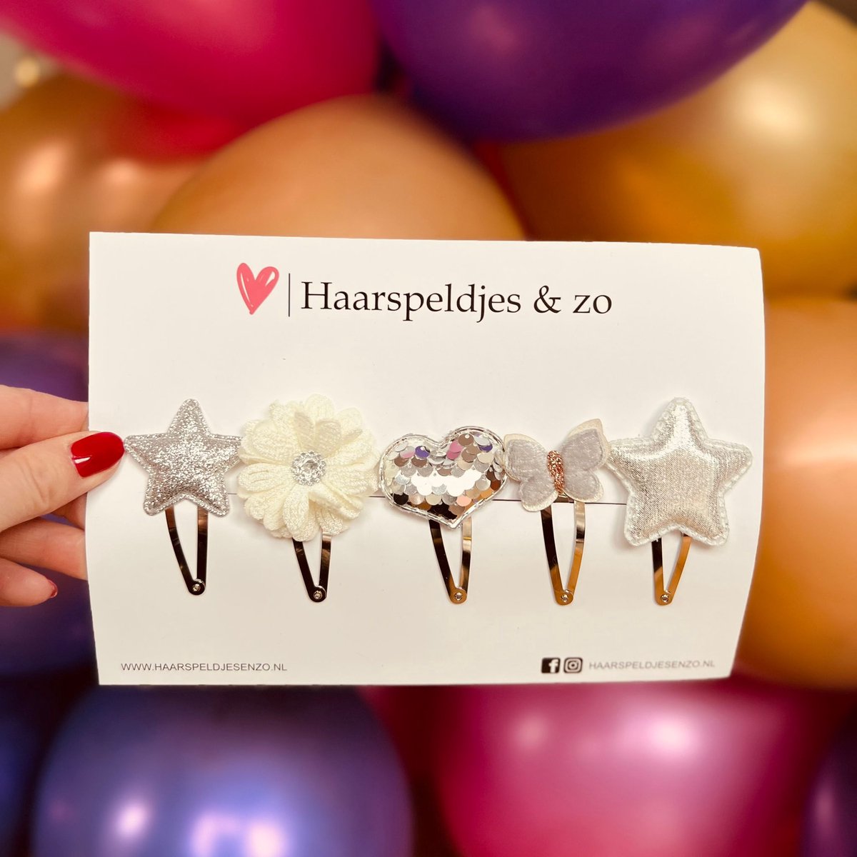 Try-out mix - mix van verschillende speldjes - bloemetjes - 5 cm speldjes - kerst - feestdagen - glitters - glimmend - zilver