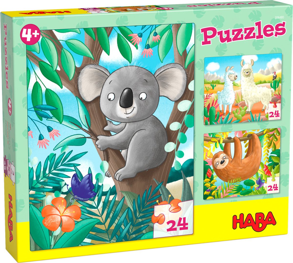 Haba Kinderpuzzels Koala, Luiaard & Co Karton 3-delig