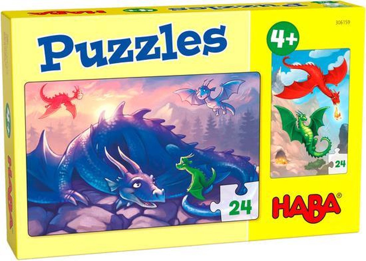 Haba Legpuzzel Puzzels Draken Junior Karton 2 X 24 Stukjes