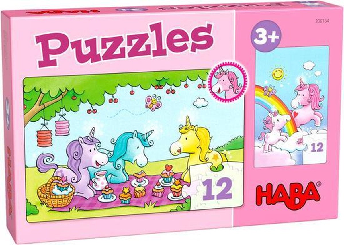 Haba Legpuzzel Puzzels Eenhoorn Flonkerglans Meisjes Karton 2 X 12 Stukjes