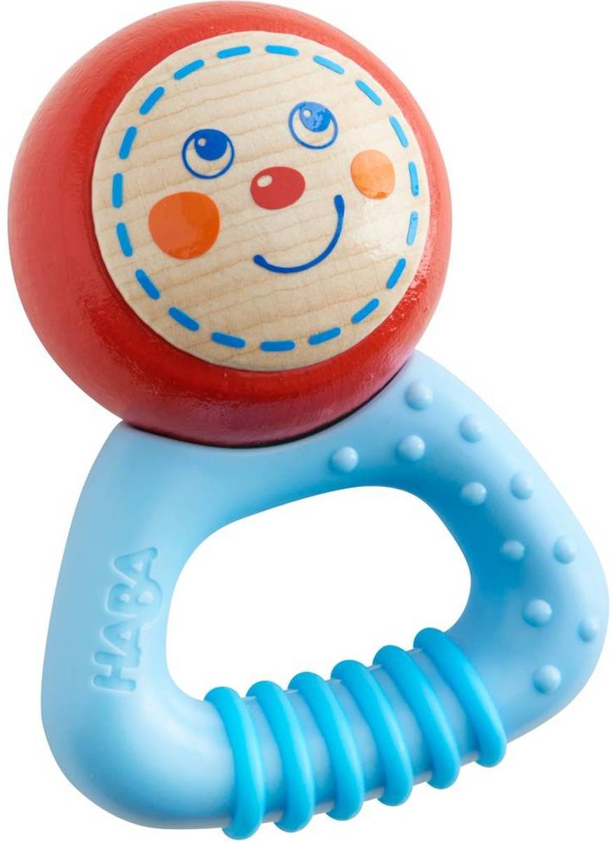 Haba rammelaar kabouter Leo blauw/rood 9 cm