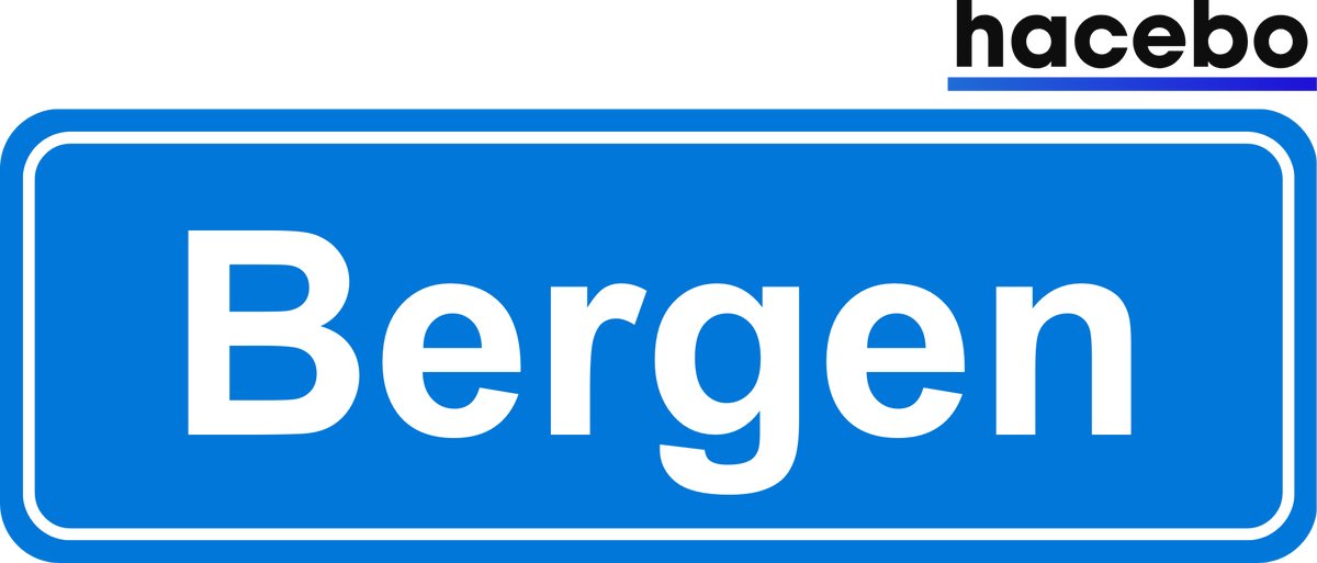 Hacebo - Plaatsnaam Sticker - 29x10 CM - Bergen sticker - Verkeersborden sticker - grappige cadeaus - Bergen