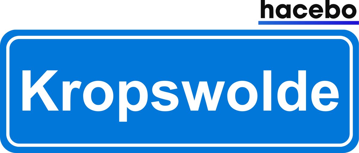 Hacebo - Plaatsnaam Sticker - 29x10 CM - Kropswolde sticker - Verkeersborden sticker - grappige cadeaus - Kropswolde