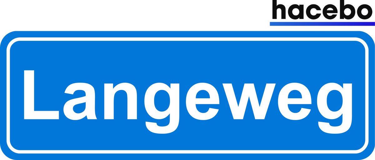 Hacebo - Plaatsnaam Sticker - 29x10 CM - Langeweg sticker - Verkeersborden sticker - grappige cadeaus - Langeweg