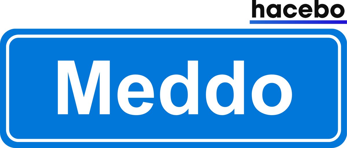 Hacebo - Plaatsnaam Sticker - 29x10 CM - Meddo sticker - Verkeersborden sticker - grappige cadeaus - Meddo