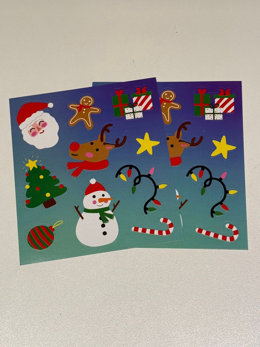 Kerst Stickers - Kerstdecoratie - Kerstcadeau - 2 Stuks - Groen/Blauw