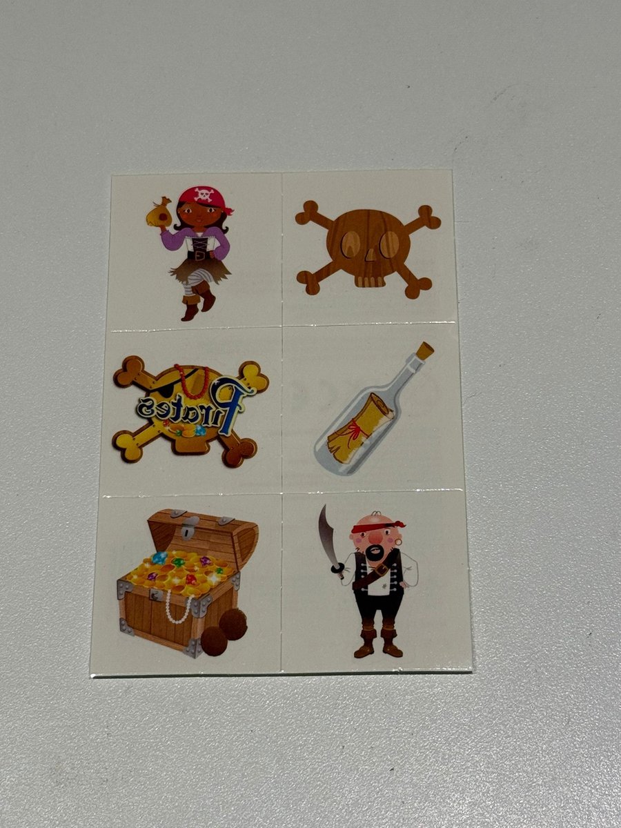 plak tattoos kinderen - schoencadeautjes sinterklaas -sinterklaas cadeautjes - set van 6 - Piraat 1