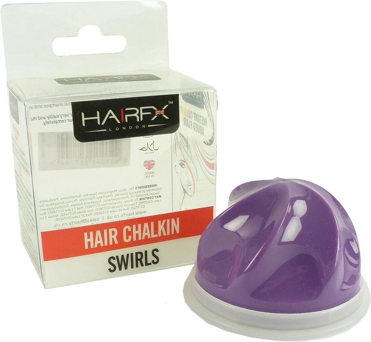   Hair ChalkIn Swirls Haarkrijt kleur styling wasbaar Halal 5g - Purple Passion