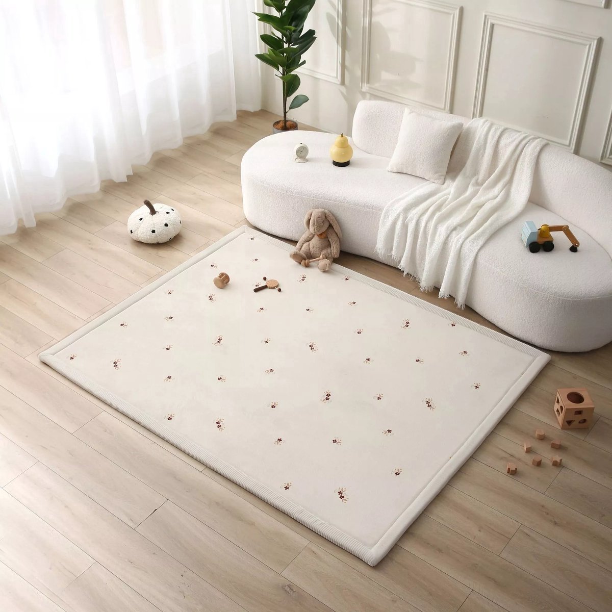 Hakuna Mat Hakuna Matte Speelmat Baby 200x 120 - Kindertapijt met hoogwaardig memoryschuim - Baby speelkleed met antislipbasis - Babykruipmat, kinderkamertapijt- Bloemen