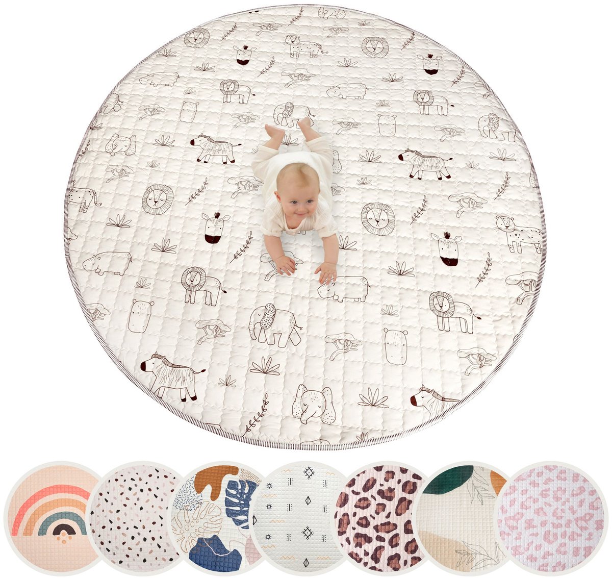 Hakuna Matte Gewatteerde Speelmat Baby 150cm - Extra dik 1,5cm Zacht Babykruipkleed - Babyspeelkleed met antislipbodem voor kruipen, box - Machinewasbaar Babyspeeltapijt - Kruipmat - Speelkleed Baby