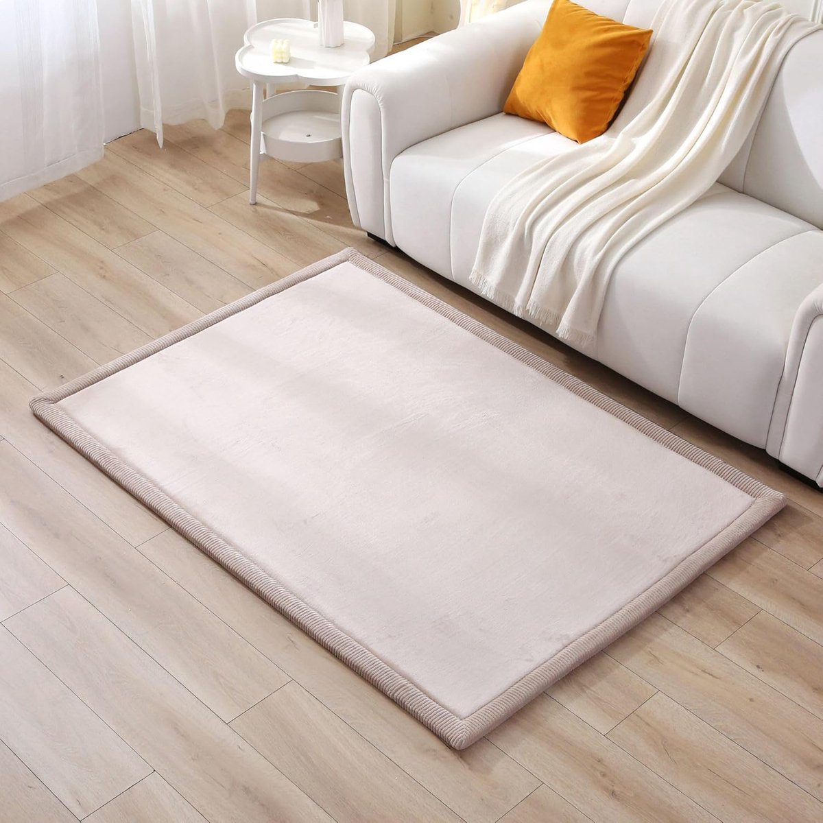 Wolkzachte Fluwelen Mat Speelkleed Baby 170 x 120 x 2,5 cm, Beige - Kindertapijt met hoogwaardig traagschuim - Babykruipmat met antislipbodem - Babykruipdeken Oeko-TEX 100 certificaat