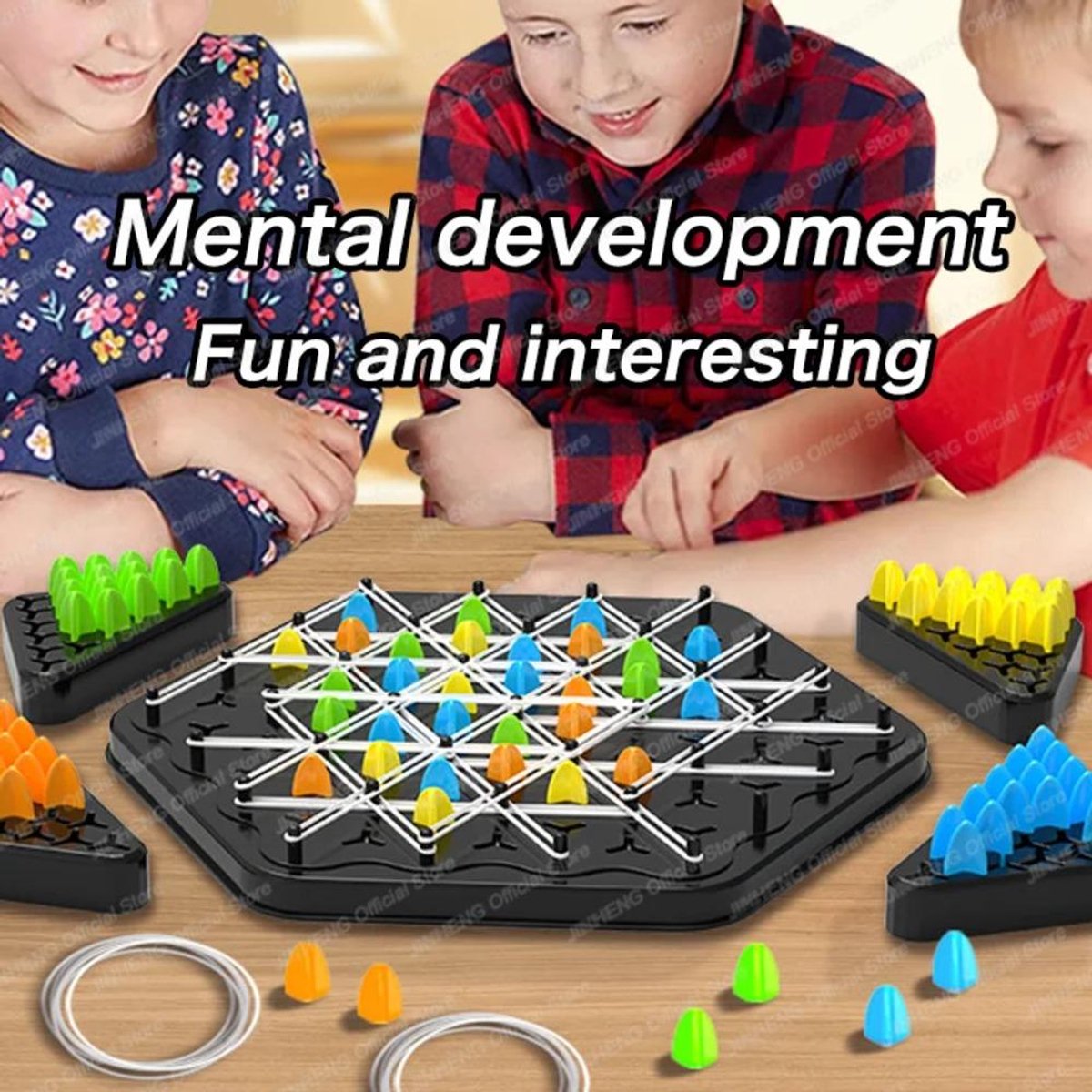 Chain geometry educatief spel - schaakspel bordspel met driehoeken en elastieken - tactisch denkspel