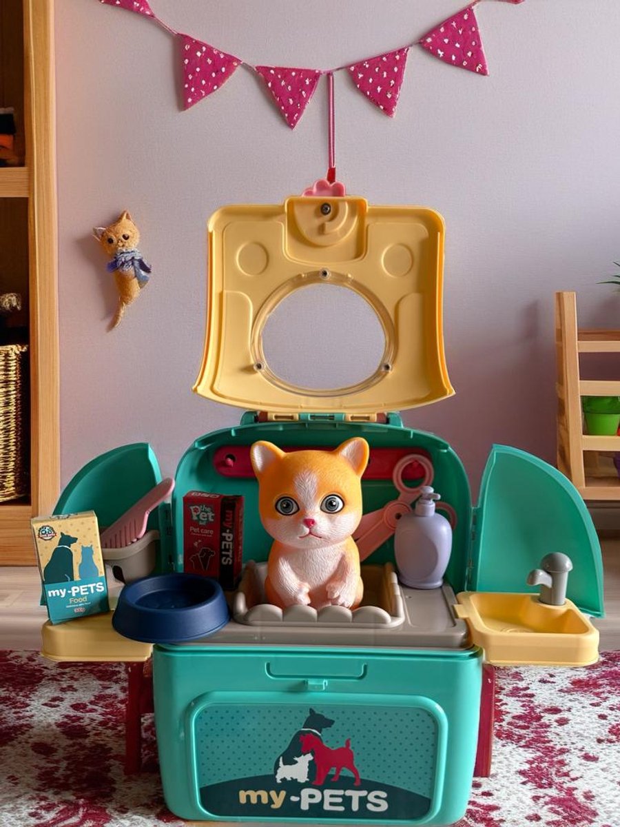 Katten verzorgingsset - 15-delig rollenspel - Poezen kapsalon - Compact en Lichtgewicht - Creatief en Educatief