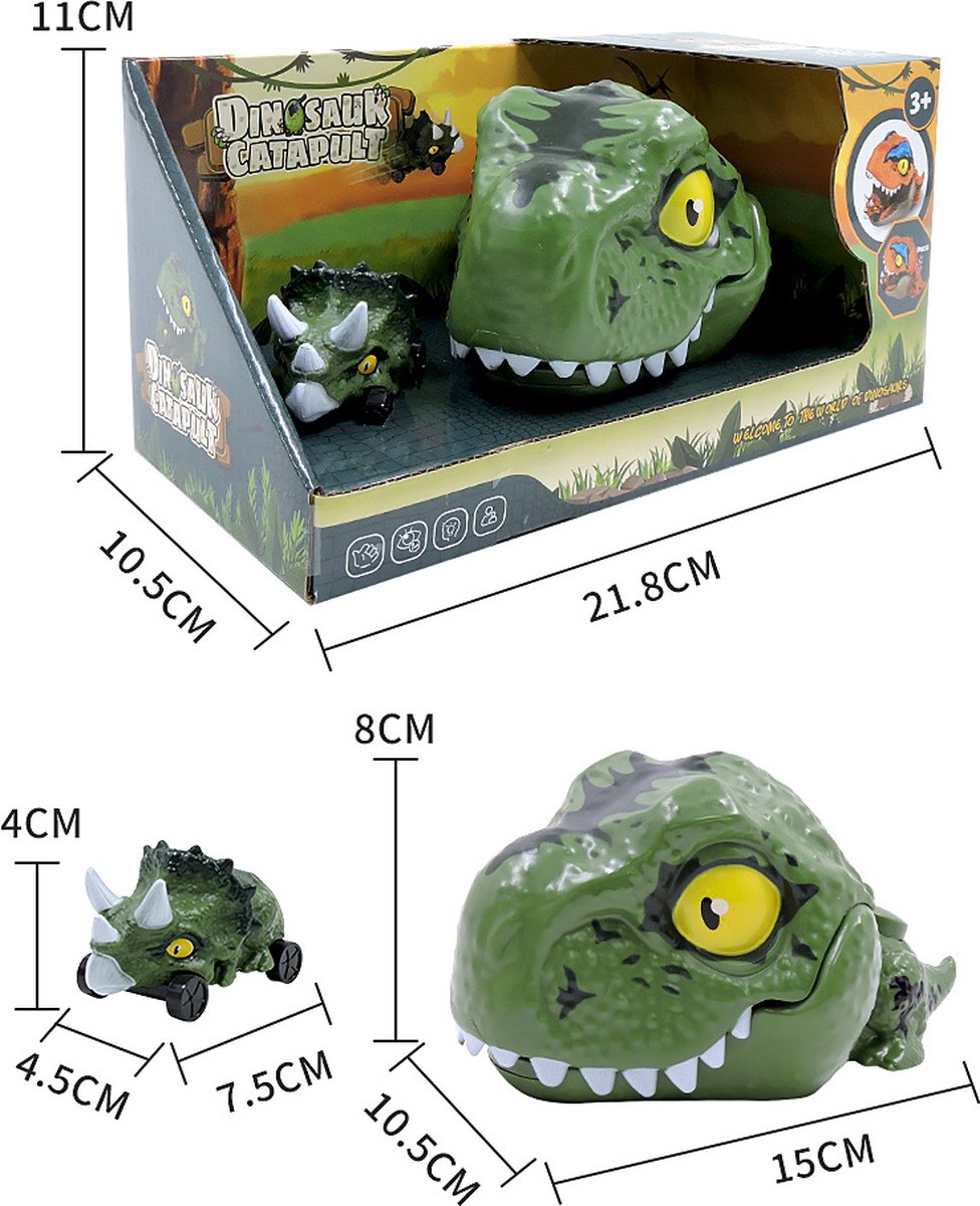 Auto speelgoed jongens-Dinosaurus 3stuks – Zelfrijdend - Jurassic - Dinosaurussen speelfiguren-Speelgoed met drukuitwerping-Ouder&kind interactie-leuke competitie-Auto speelgoed jongens 3 jaar&4jaar- -Geschenkdoos