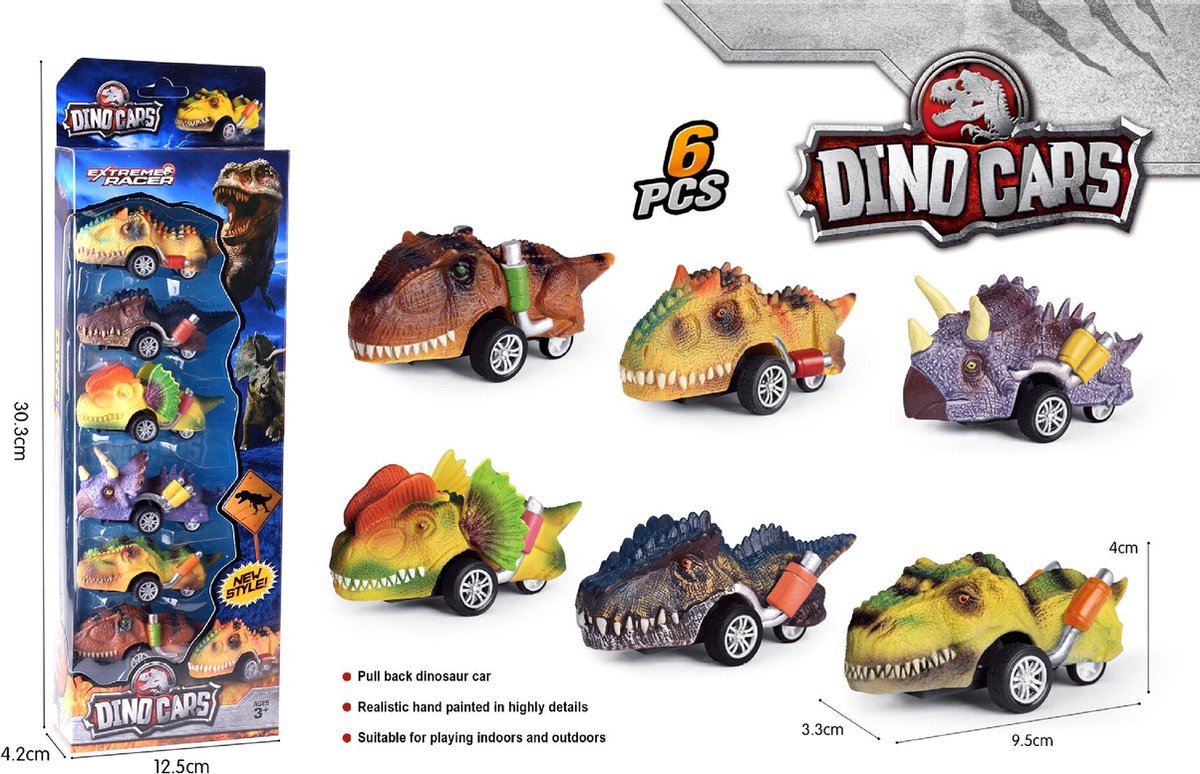 Auto speelgoed jongens-Dinosaurus speelgoed 6stuks – Zelfrijdend - Jurassic - Dinosaurussen speelfiguren - Dino speelgoed auto –speelgoed 1 jaar -speelgoed 2 jaar -meisjes speelgoed