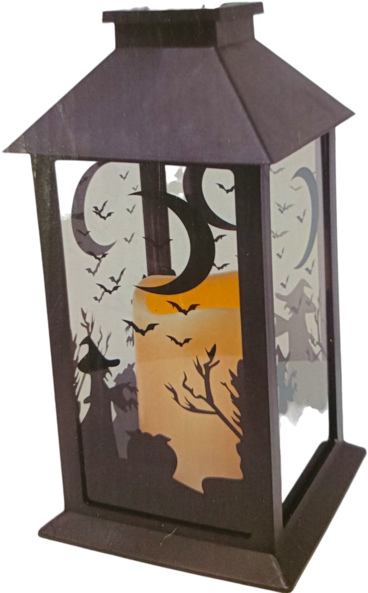 Halloween Lantaarn 11×5 cm – LED Kaars – Decoratieve Spooklamp