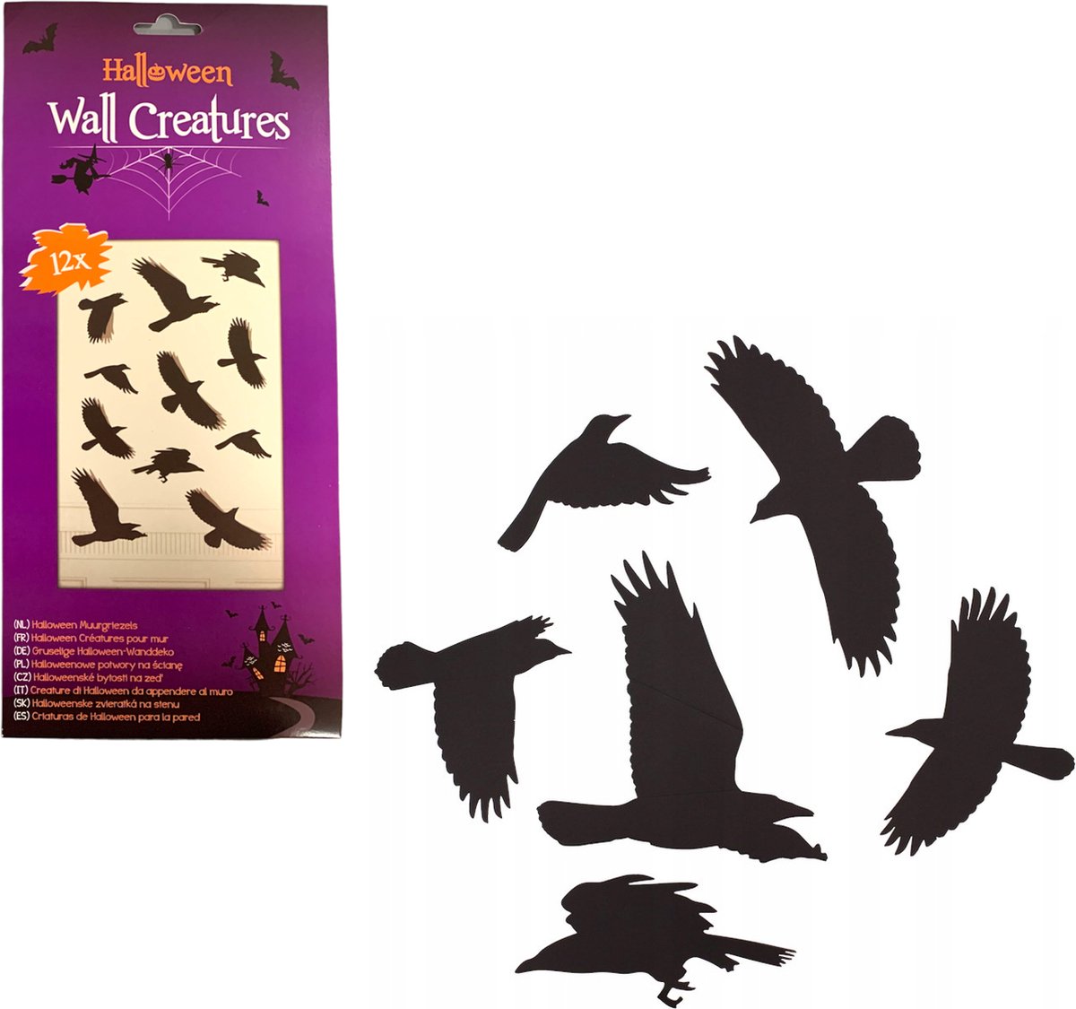 Halloween Muurgriezels - Enge Vogels & Kraaien - 3D Wand- en Raamdecoratie - 12 stuks