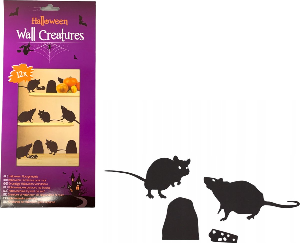Halloween Muurgriezels - Ratten & Rattenhol - Wand- en Raamdecoratie - 12 stuks