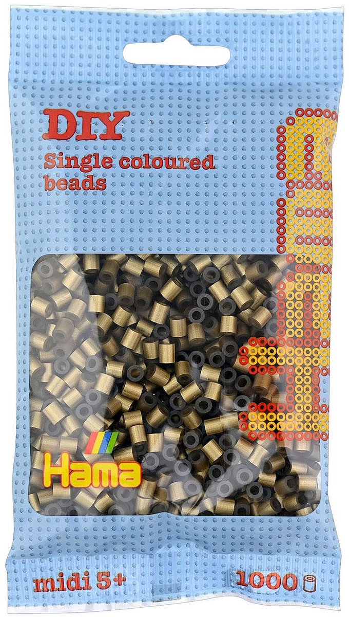 Hama midi BRONS (goudbruin), zakje met 1.000 stuks normale strijkparels (creatief knutselen met kralen, cadeau idee Sint / Kerst / feestdagen / kinderfeestje / schoencadeau!)