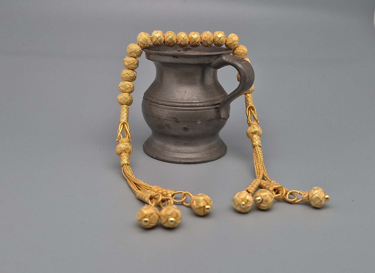 Handgemaakt 925 sterling zilver Tesbih 17 kralen- goud kleur- Diameter kralen 8 mm