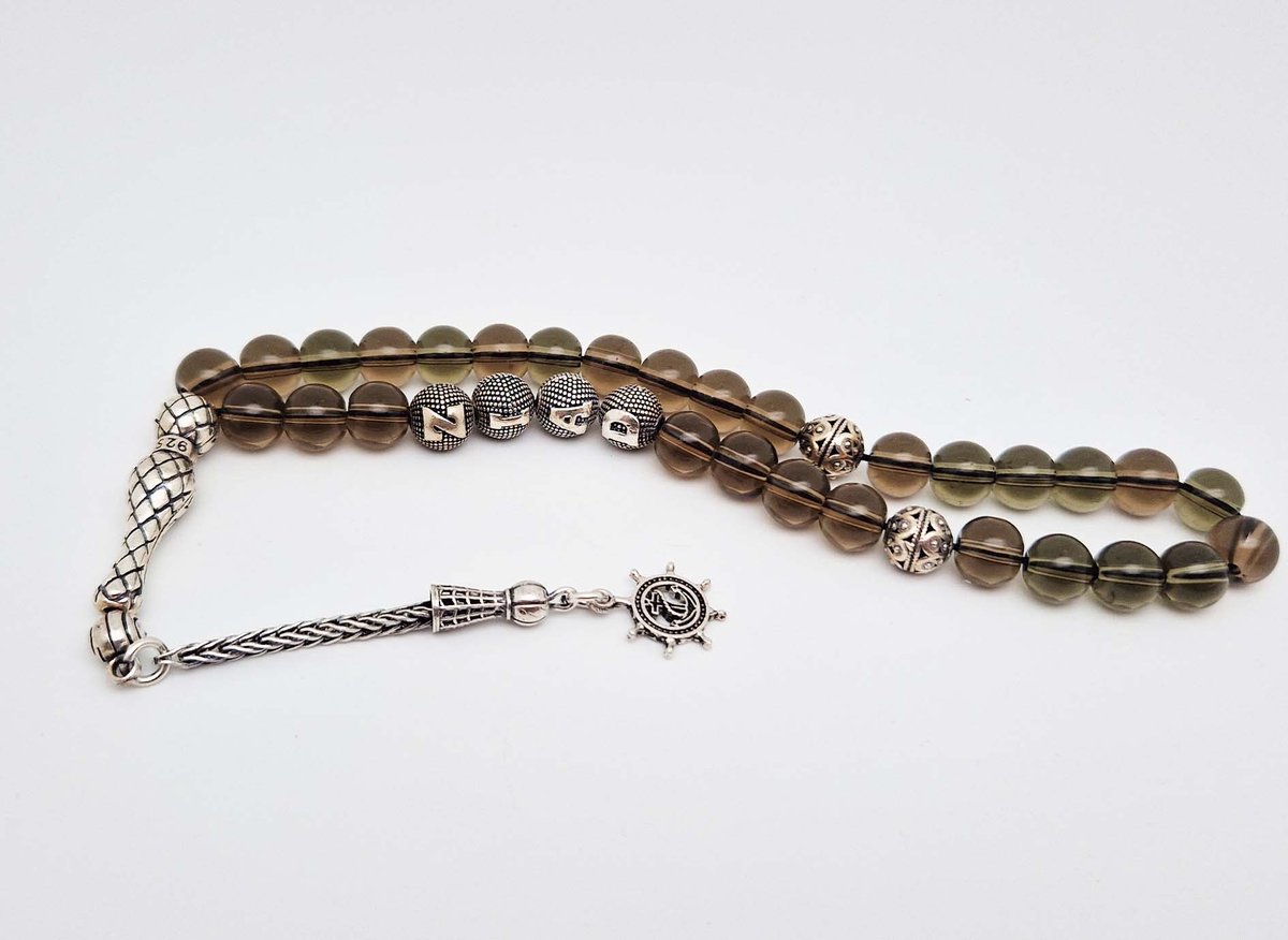 Handgemaakte Tasbih Naam Natuursteen met zilver 925 - Natuursteen 