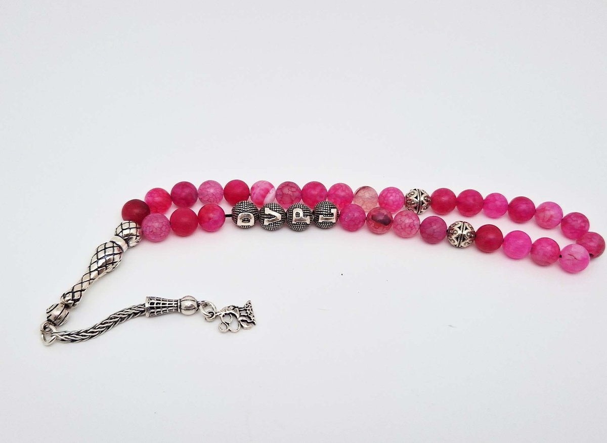 Handgemaakte Tasbih Naam Natuursteen met zilver 925 - Natuursteen 