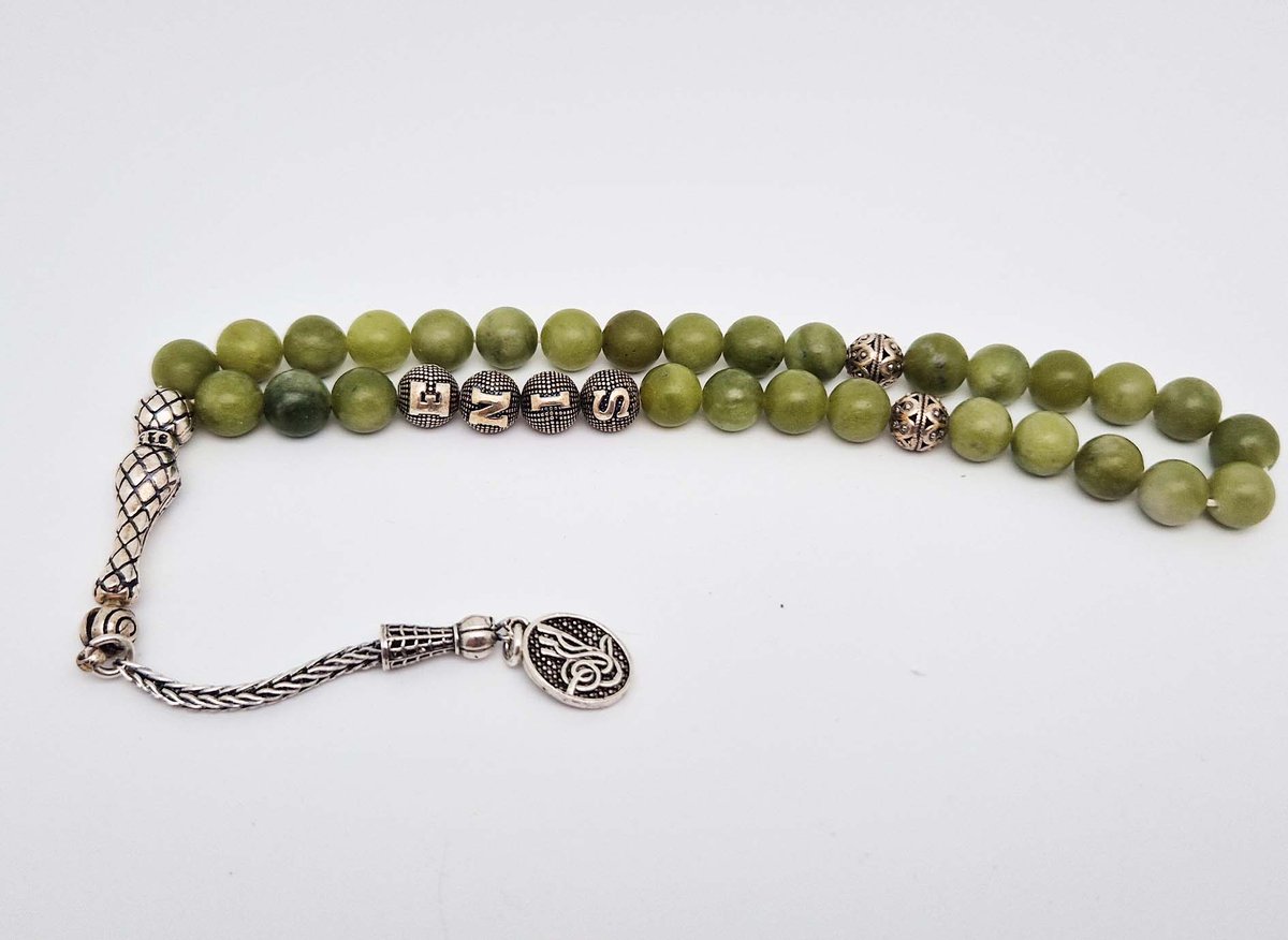 Handgemaakte Tasbih Naam Natuursteen met zilver 925 - Natuursteen 