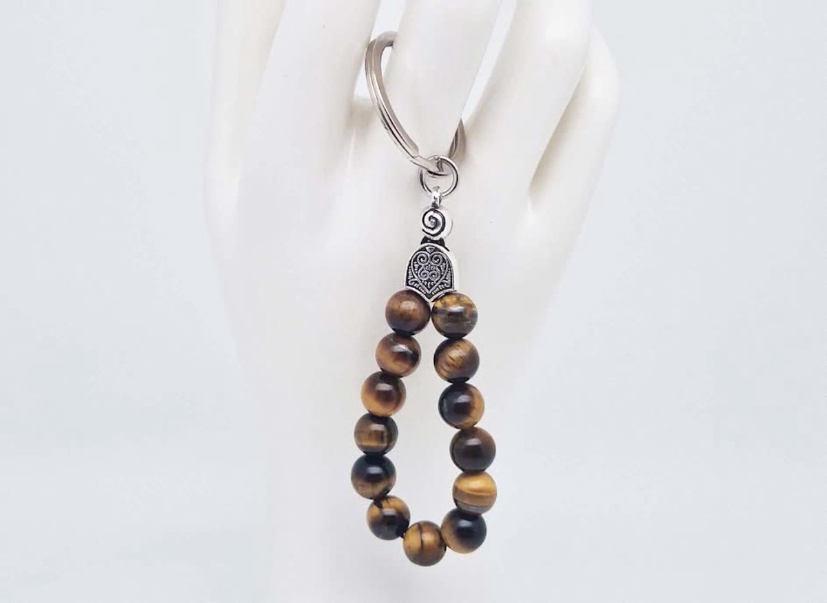 Handgemaakte druppel sleutelhanger van natuursteen 