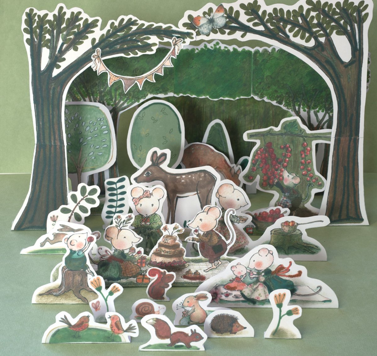 Knutselset Feest in het bos - Hanneke de Jager - knip en plak en speel