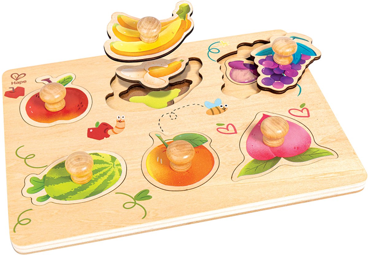 Knoppuzzel fruit met lagen - Hape - vanaf 24 maanden