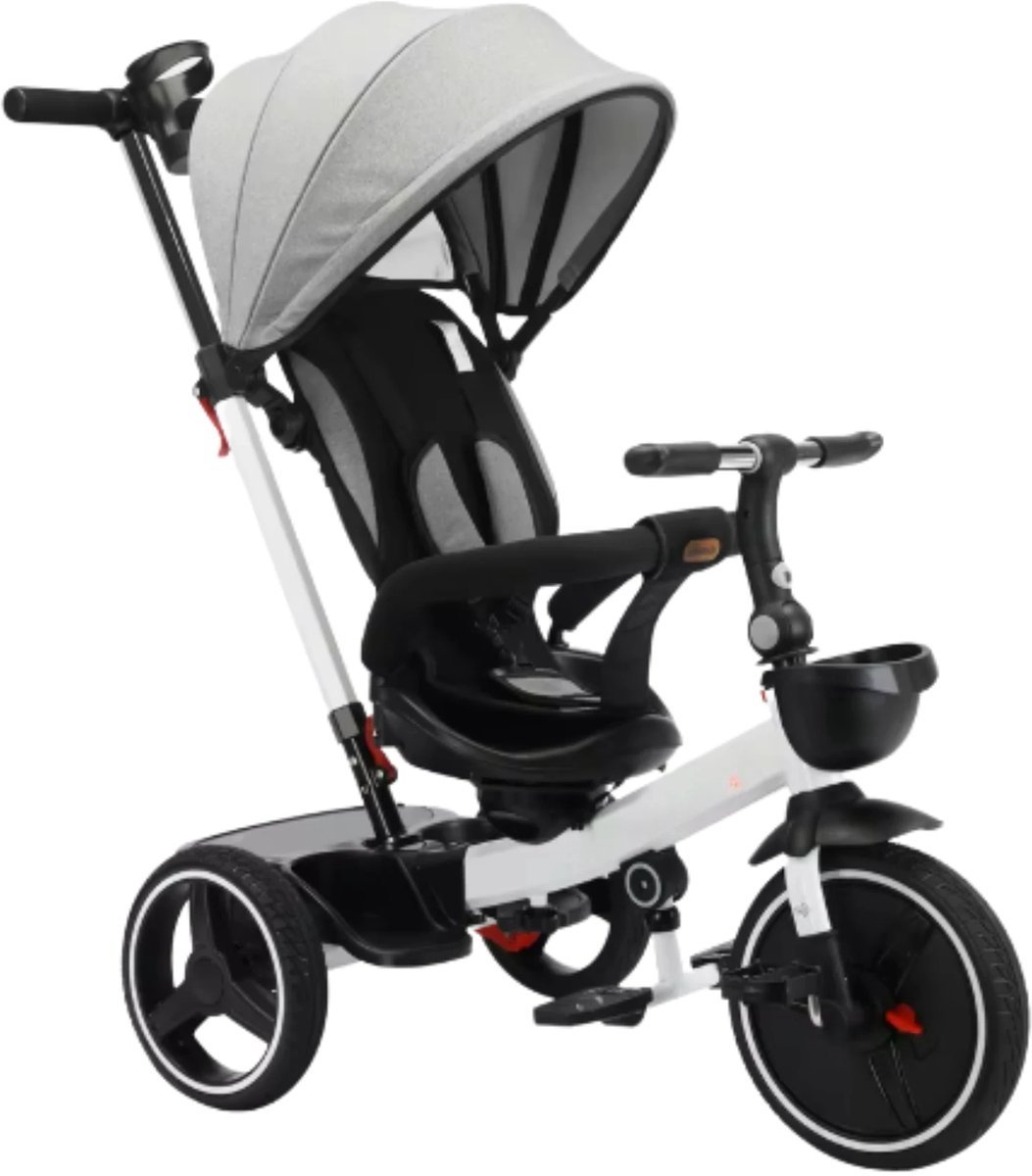 Baby driewieler Fioren 6-in-1 - Voor kinderen - Duwfiets met duwstang - Babyfiets - Loopfiets - Peuterfiets - Grijs