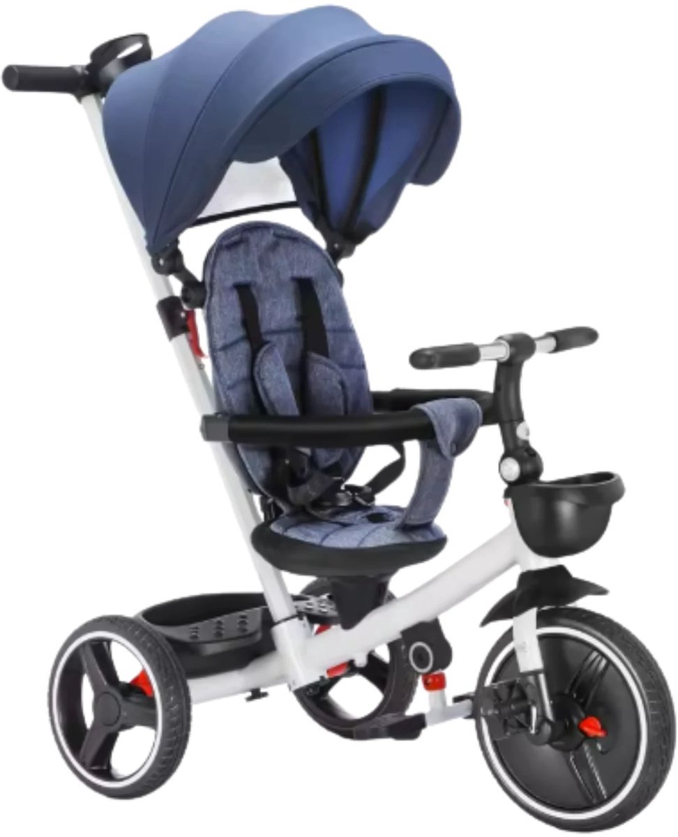 Baby driewieler Zyrell - 6-in-1 - Voor kinderen - Duwfiets met duwstang - Babyfiets - Loopfiets - Peuterfiets - Blauw