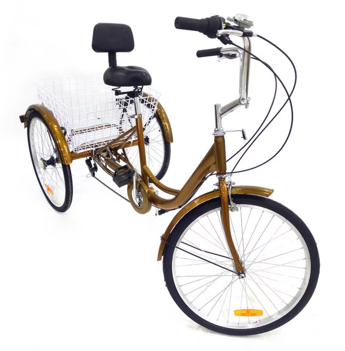 Opulence   voor volwassenen - 6 versnellingen - Fiets voor senioren - 24 Inch - Met mand - Voorrem - Goud