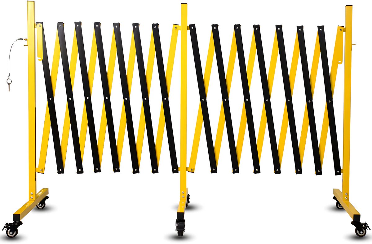 Uitbreidbare barricade - Afzetlint - Voor bouwplaatsen, verkeer en evenementen - Met wielen - 7 meter