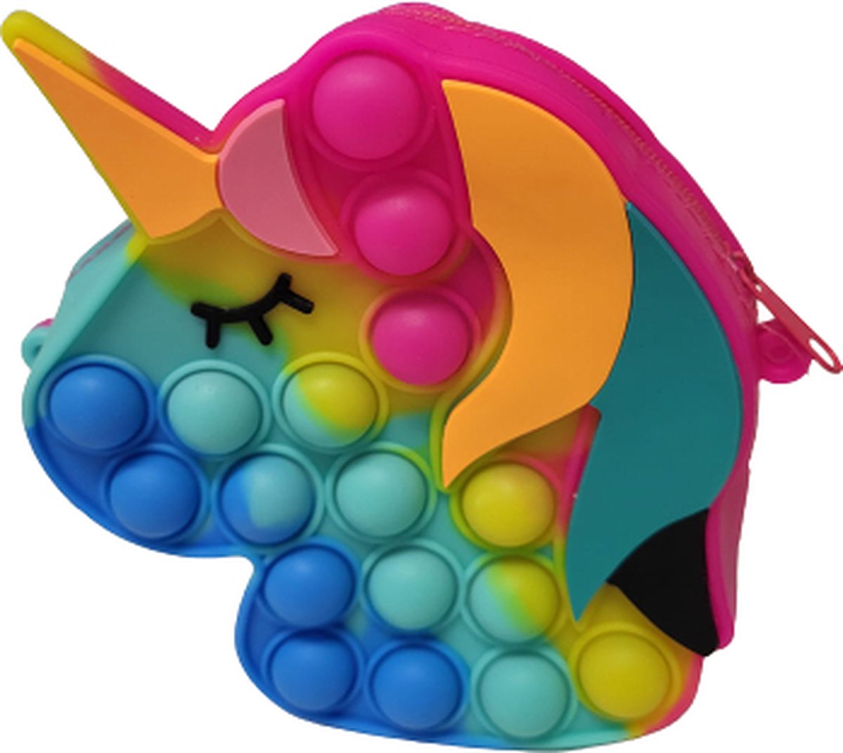 Pop it tas - Fidget toys - Unicorn - Rainbow - Eenhoorn - Antistress - 12 x 13 cm - Met schouderband - Verstelbaar - Siliconen - multicolor - Kerstcadeau