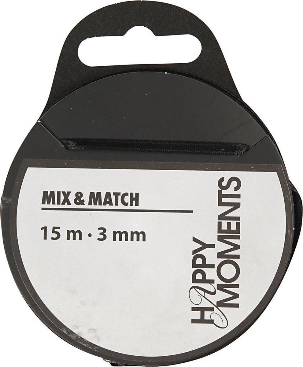 Happy Moments Satijnlint 3 Mm X 15 M Zwart