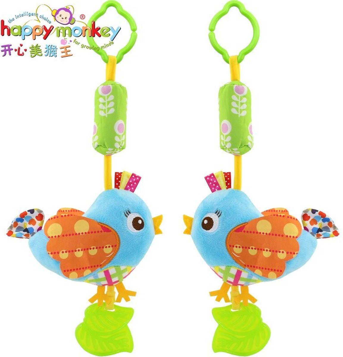 kinderwagen rammelaar/ speelgoed/ speeltjes/sinterklaas/ kerstcadeau/Cartoon Pluche Dier Rammelaar Bel Wandelwagen Baby Winkelwagen/ speelgoed voor baby / monochrome speelgoed/ vogel