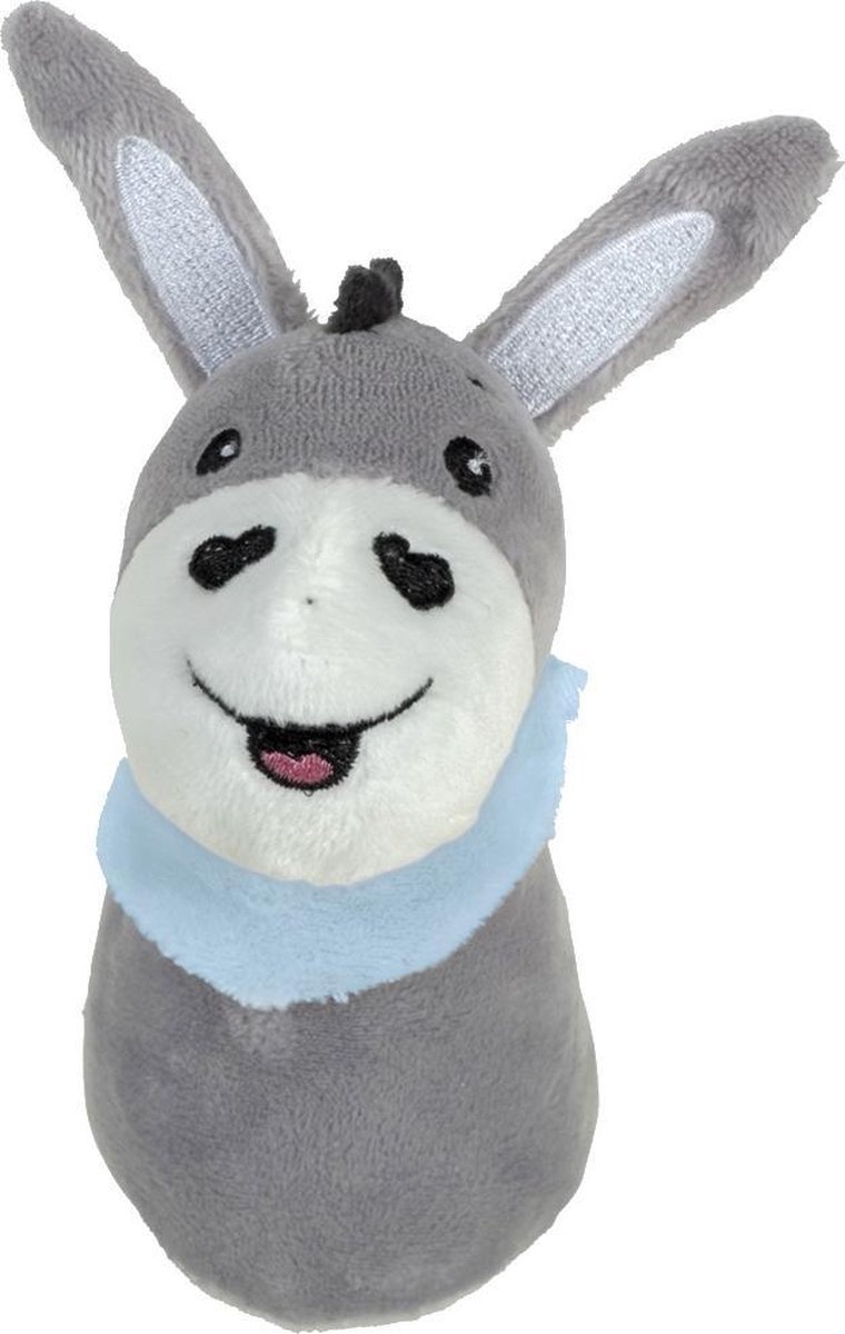 Happy People Grijpspeelgoed Ezel Grijs/blauw 13 Cm